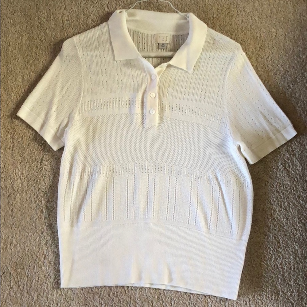 Button up creme knitted shirt